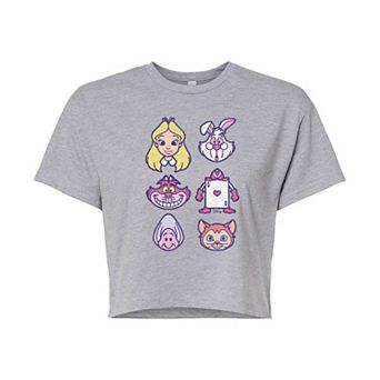 Disney's Alice In Wonderland Juniors' Grid Cropped Tee
