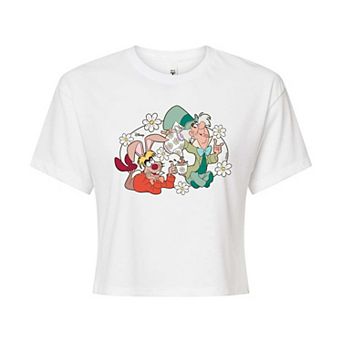 Disney's Alice In Wonderland Mad Hatter & Hare Juniors' Cropped Tee