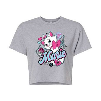 Disney's The Aristocats Marie Juniors' Retro Stickers Cropped Tee
