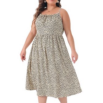 Plus Size Dress For Women Summer Drawstring Adjustable Spaghetti Strap Floral Dresses