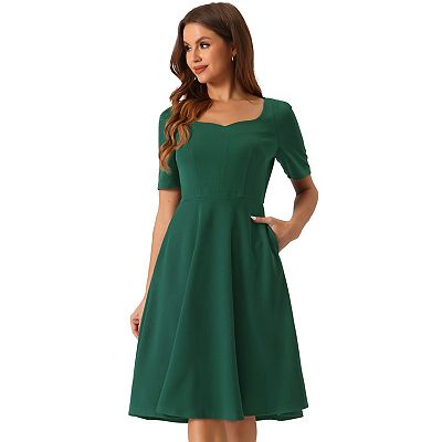 Work Dresses For Women s Sweetheart Neckline Short Sleeve A line Dress