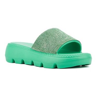 Olivia Miller Women's Glitter Gaze Slide Sandals