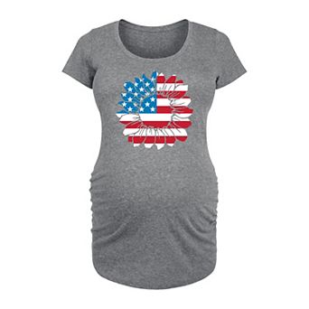 Maternity American Flag Sunflower Graphic Tee