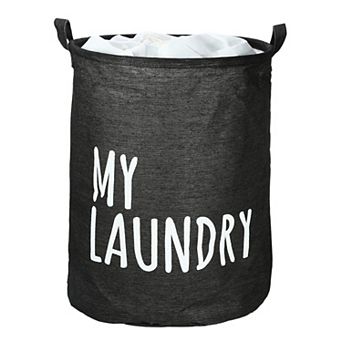 Foldable Drawstring Closure Laundry Hamper With Handle 13.78"x17.72"