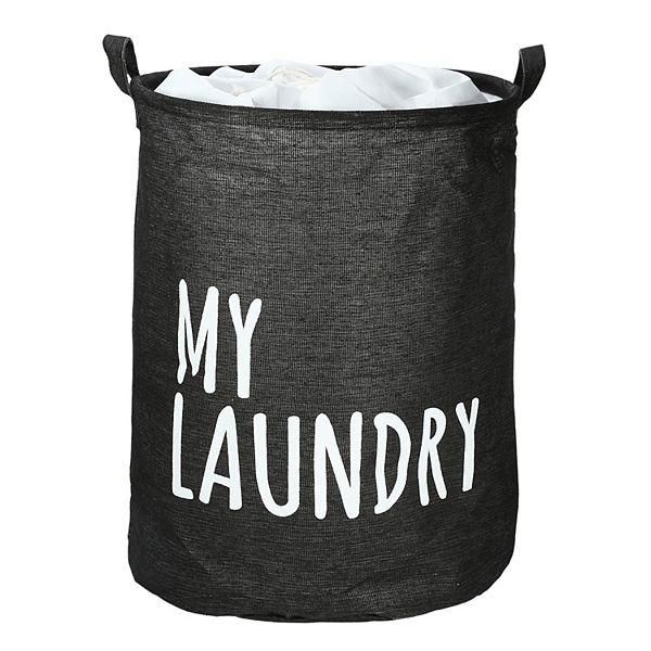 Foldable Drawstring Closure Laundry Hamper With Handle 13.78"x17.72"