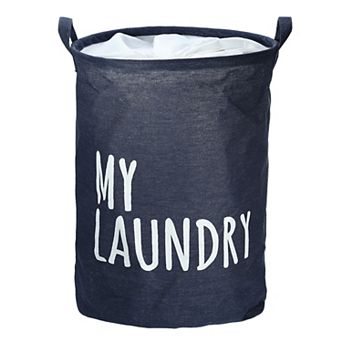 Foldable Drawstring Closure Laundry Hamper With Handle 13.78"x17.72"
