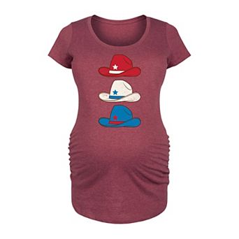 Maternity Red White Blue Cowboy Hat Graphic Tee
