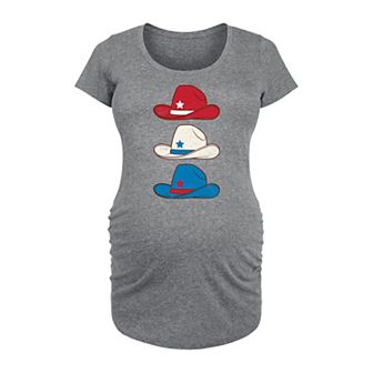 Maternity Red White Blue Cowboy Hat Graphic Tee