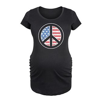 Maternity USA Flag Inside Peace Sign Graphic Tee