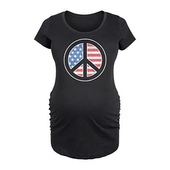 Maternity USA Flag Inside Peace Sign Graphic Tee