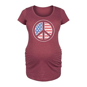 Maternity USA Flag Inside Peace Sign Graphic Tee