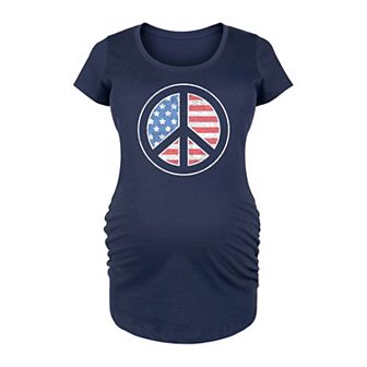 Maternity USA Flag Inside Peace Sign Graphic Tee