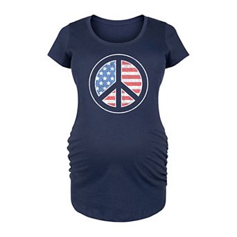 Maternity USA Flag Inside Peace Sign Graphic Tee