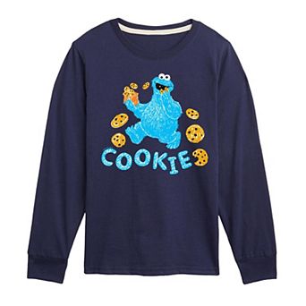 Boys 8-20 Sesame Street Scribble Cookie Monster Long Sleeve Graphic Tee