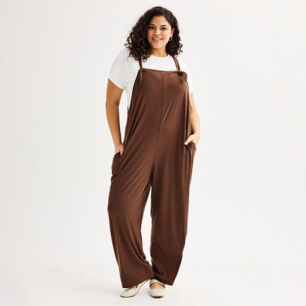 Juniors Plus Size Live To Be Spoiled Knit Jumpsuit and Tee 2 Piece Set