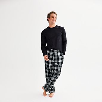 Men's Sonoma Goods For Life® 2 pc Essential Long Sleeve Pajama Shirt & Flannel Pajama Pants Set