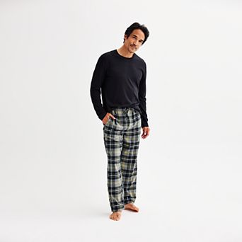 Men's Sonoma Goods For Life® 2 pc Essential Long Sleeve Pajama Shirt & Flannel Pajama Pants Set