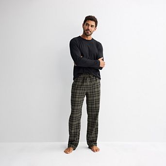 Men's Sonoma Goods For Life® 2 pc Essential Long Sleeve Pajama Shirt & Flannel Pajama Pants Set