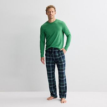 Men's Sonoma Goods For Life® 2 pc Essential Long Sleeve Pajama Shirt & Flannel Pajama Pants Set
