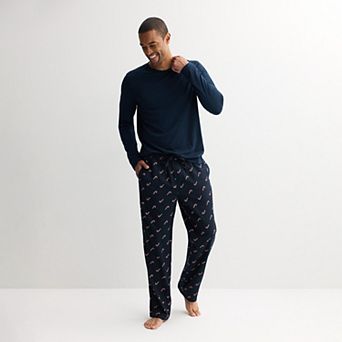 Men's Sonoma Goods For Life® 2 pc Essential Long Sleeve Pajama Shirt & Flannel Pajama Pants Set