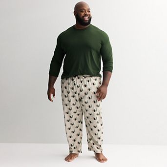 Big & Tall Sonoma Goods For Life® 2 pc Long Sleeve Pajama Top & Flannel Pajama Pant Set
