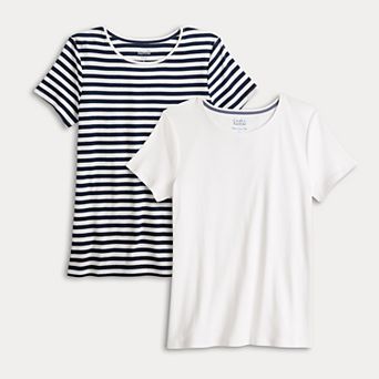 Women's Croft & Barrow® Short Sleeve Crew Neck Tees 2 Pack