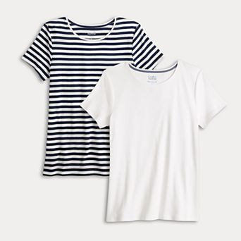 Petite Croft & Barrow® Crewneck Tee 2 Pack