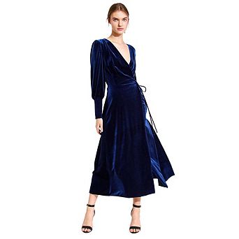 Current Mood Velvet Wrap Dress