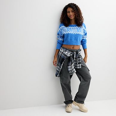Juniors' SO® Shine Fair Isle Cropped Sweater