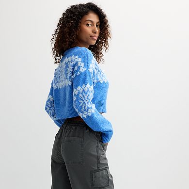 Juniors' SO® Shine Fair Isle Cropped Sweater