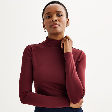 Women's Nine West Sculpted Long Sleeve Mockneck Bodysuit
