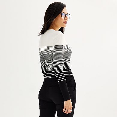 Petite Nine West Crewneck Rib Pullover