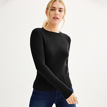 Petite Nine West Crewneck Rib Pullover