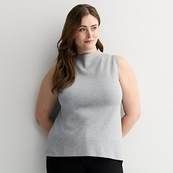 Plus Size Nine West Mockneck Sleeveless Sweater
