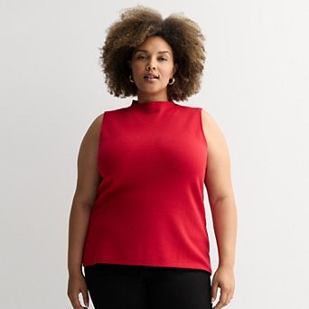 Plus Size Nine West Mockneck Sleeveless Sweater