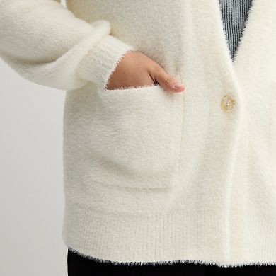 Plus Size Nine West Button Front Cardigan