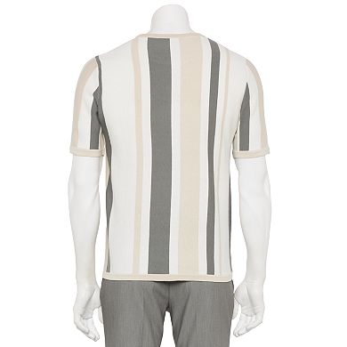 Men's For The Republic Short Sleeve Vertical Stripe Sweater Polo