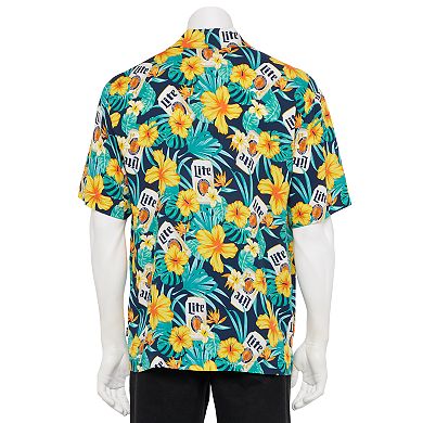Men's Miller Lite Tropical Short Sleeve Button Front Shirt