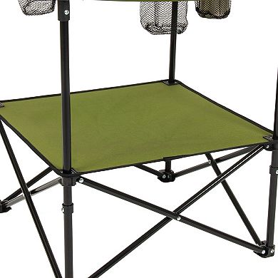 Camp N Go Round Lightweight Fabric Portable Folding Beach Table with Cupholders