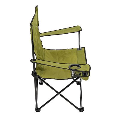 Camp N Go Folding Quad Outdoor Camping Chair with Wide Seat, Cup Holder, and Carry Bag