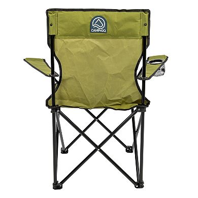 Camp N Go Folding Quad Outdoor Camping Chair with Wide Seat, Cup Holder, and Carry Bag