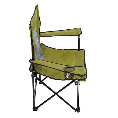 Camp N Go Portable Folding Mesh Back Quad Camping Chair with Cup Holders and Carrying Bag