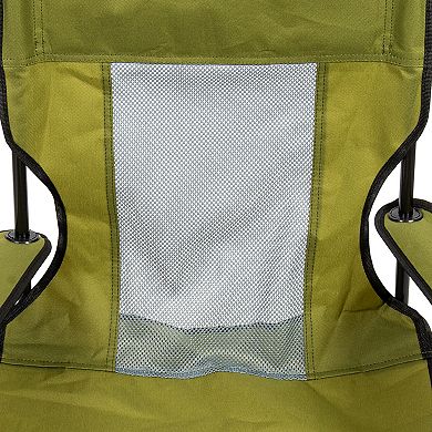 Camp N Go Portable Folding Mesh Back Quad Camping Chair with Cup Holders and Carrying Bag