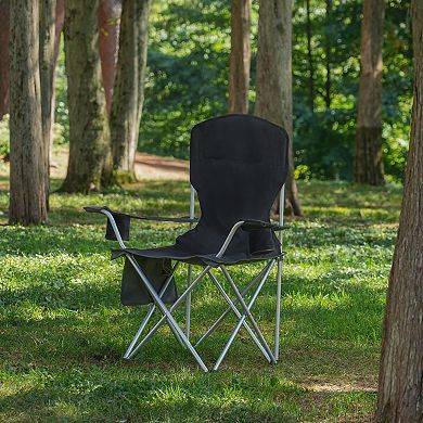 Camp N Go Heated Deluxe Quad Outdoor Camping Chair with 18-in. USB Cable, Storage Compartment, and Cup Holders