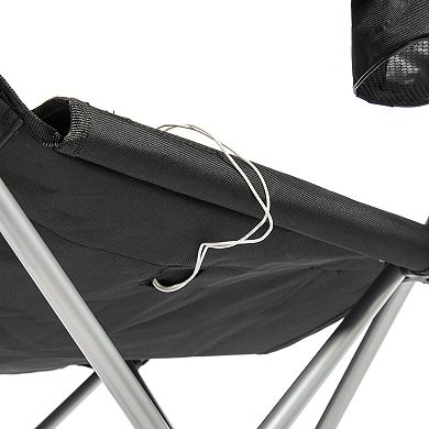 Camp N Go Heated Deluxe Quad Outdoor Camping Chair with 18-in. USB Cable, Storage Compartment, and Cup Holders