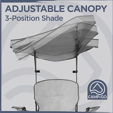 Camp N Go Portable Heavy-Duty Max Shade Quad Camping Chair with Cup Holders and Carrying Bag