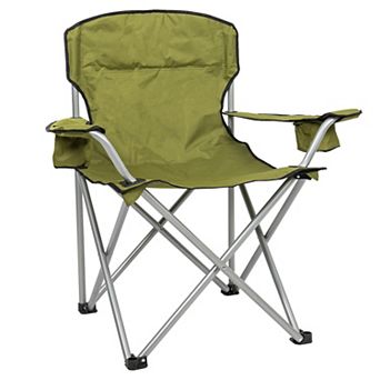 Camp N Go Heavy-Duty Folding Quad Outdoor Camping Chair with Wide Seat, Cup Holders, and Carry Bag
