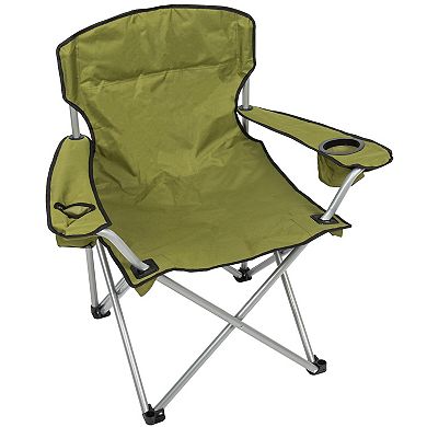 Camp N Go Heavy-Duty Folding Quad Outdoor Camping Chair with Wide Seat, Cup Holders, and Carry Bag