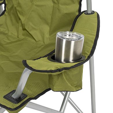 Camp N Go Heavy-Duty Folding Quad Outdoor Camping Chair with Wide Seat, Cup Holders, and Carry Bag