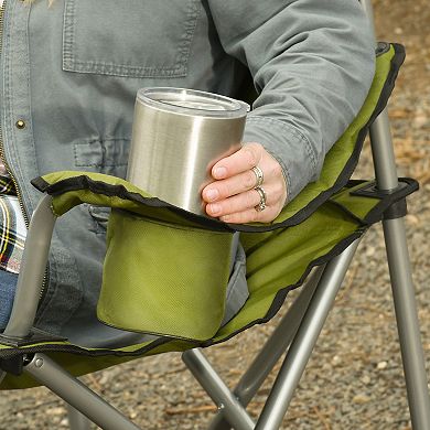 Camp N Go Heavy-Duty Heated Quad Outdoor Camping Chair with 18-in. USB Cable, Storage Compartment, and Cup Holder